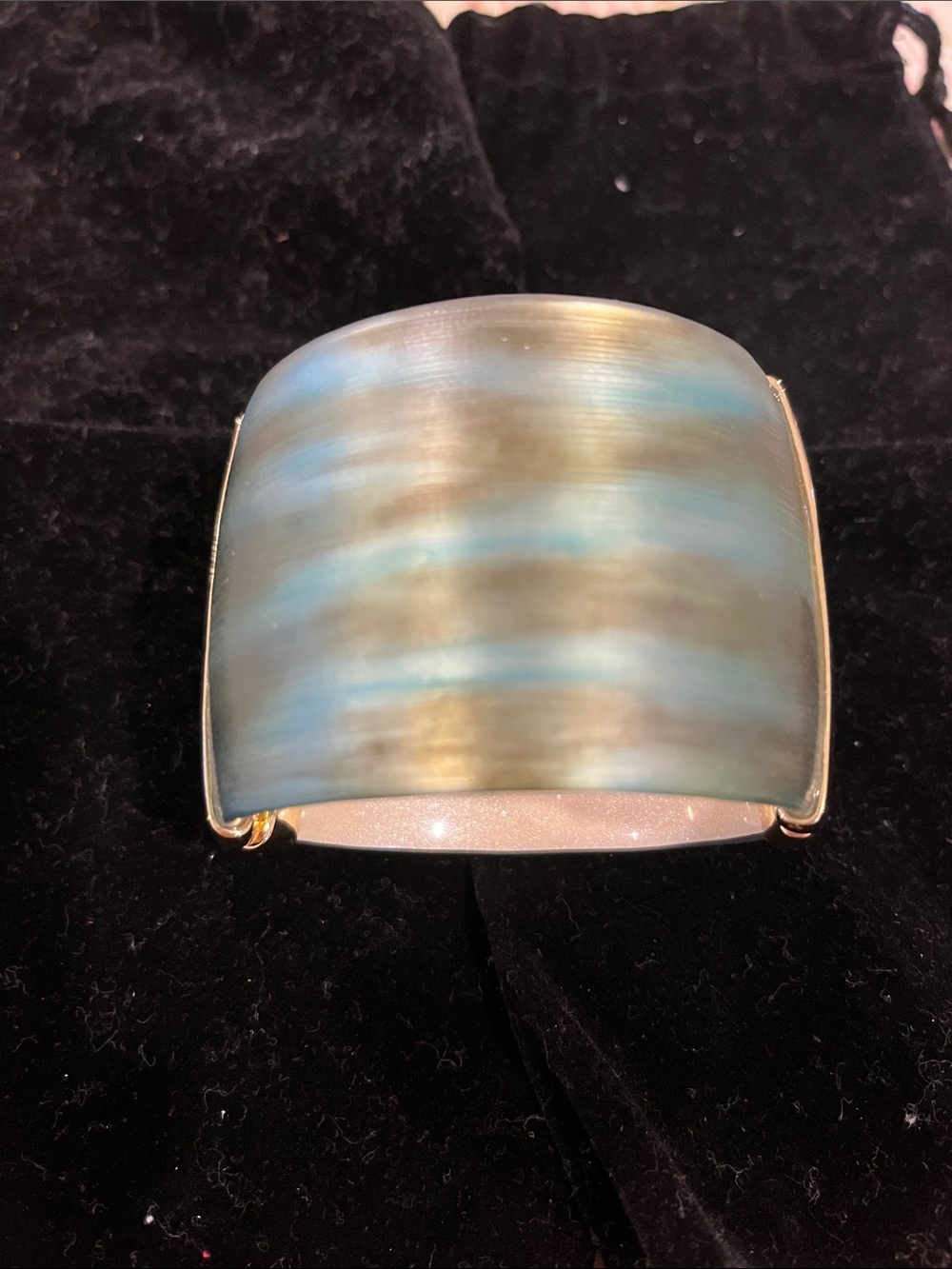 Alexis Bittar Blue and Gold Wide Cuff Bracelet